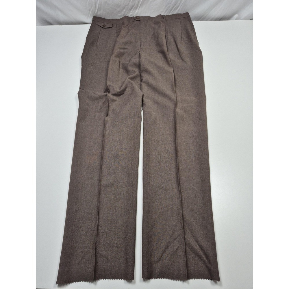 VTG Racquet Club Wool Dress Pants Men's 44x36 Brown Pleated Straight